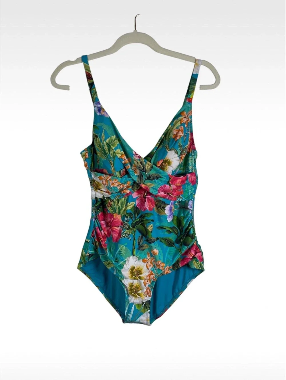 Jantzen Palm Tropic Floral One Piece Swimsuit UPF 50 Tummy Control Size 10 NWT